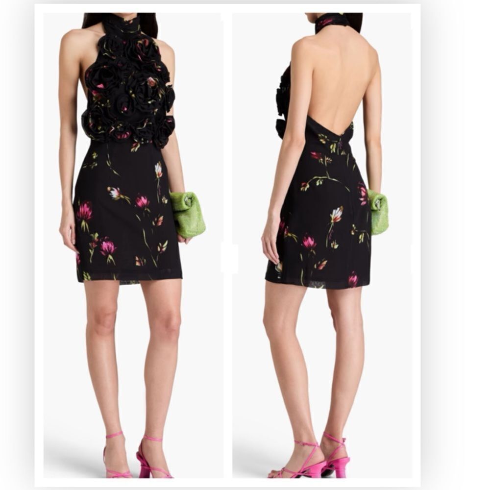 Rotate Birger Christensen Open-back floral-print chiffon halter-neck $540